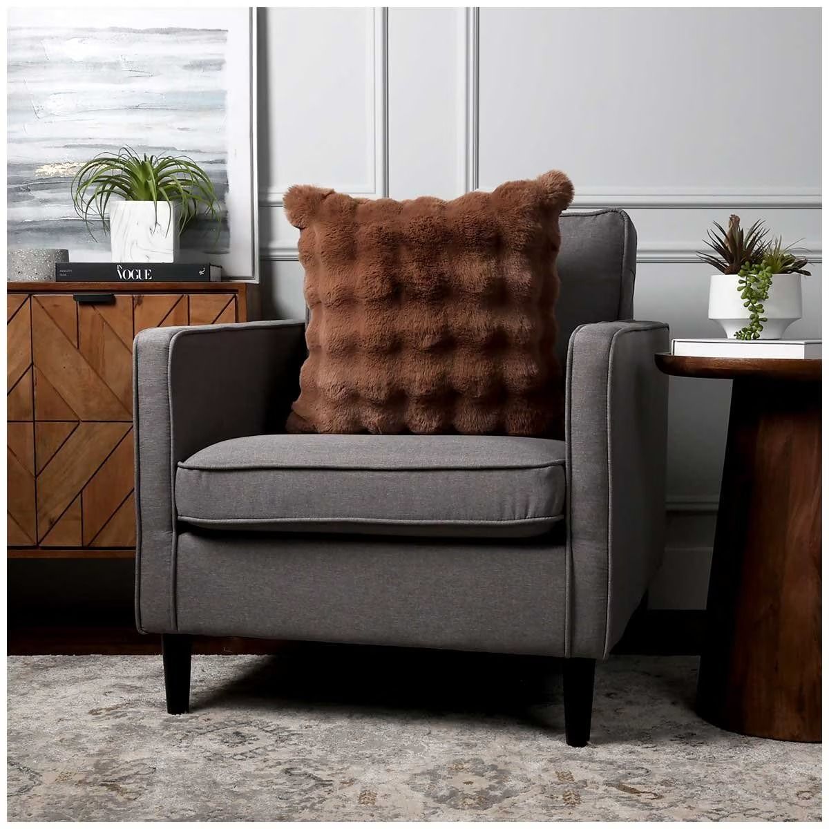 Luxe Faux Fur Cushion 55 x 55cm Light Brown