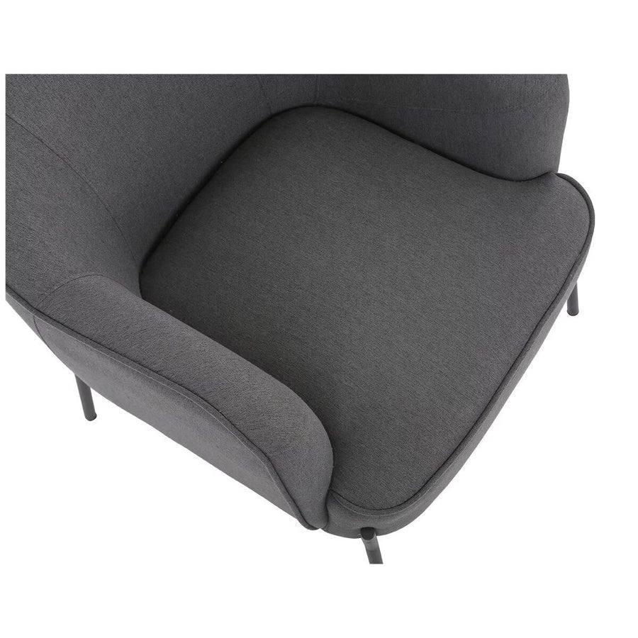 Dark Grey Upholstered Armchair - High Back Support & Metal Legs - SuperSaverAU - view 1