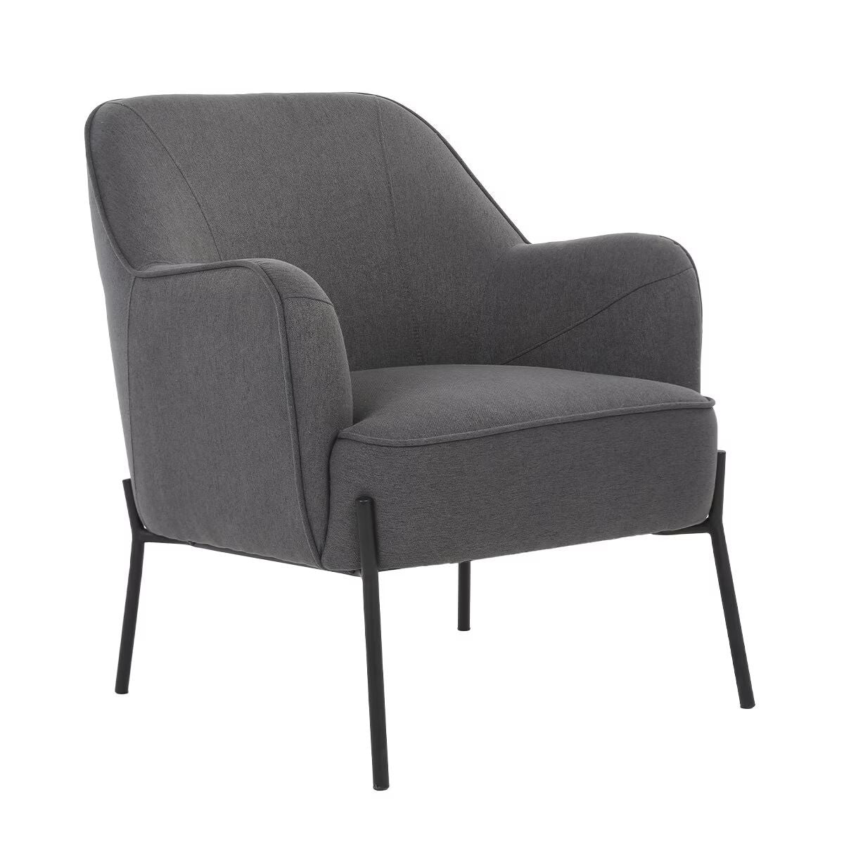 Dark Grey Upholstered Armchair - High Back Support & Metal Legs - SuperSaverAU - view 2