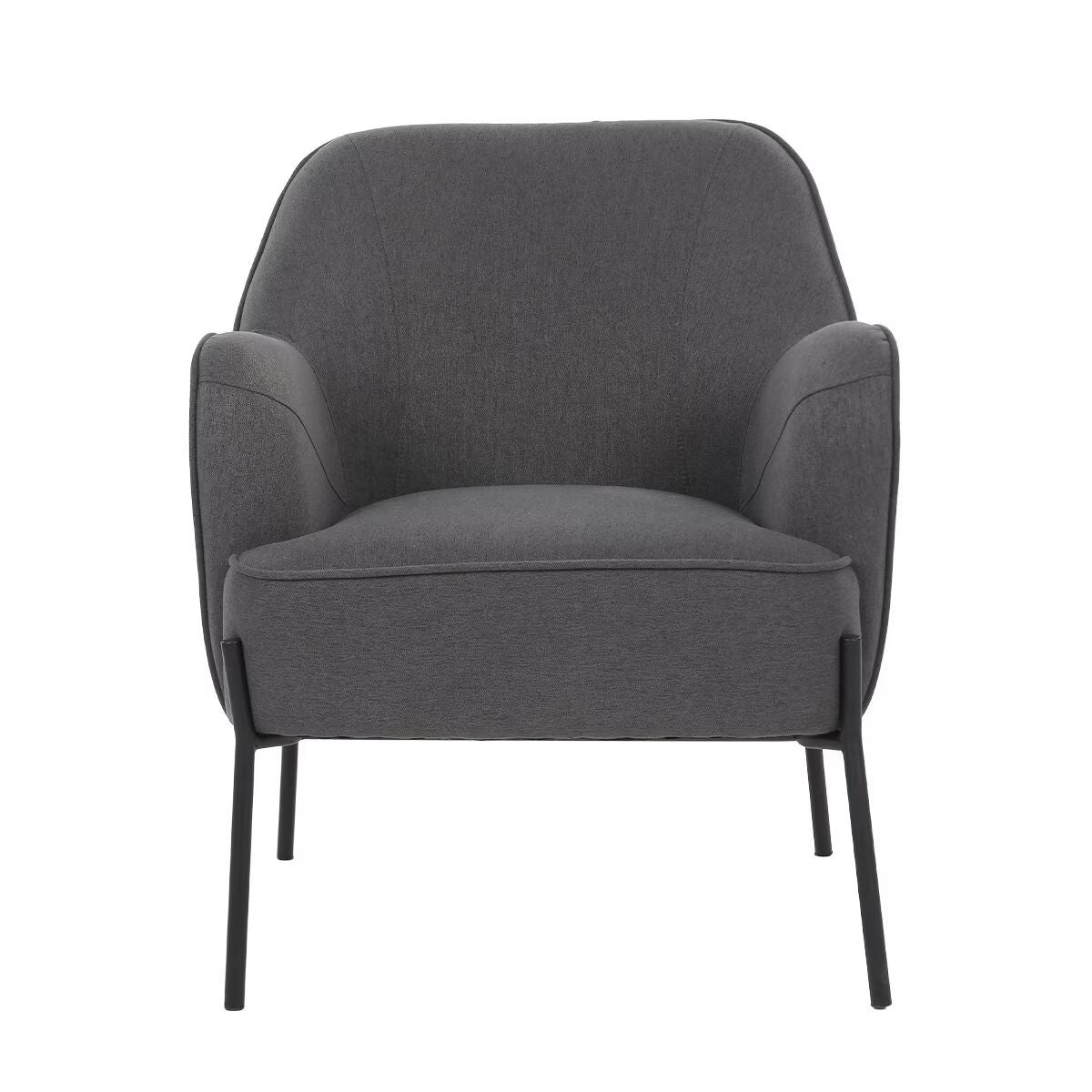 Dark Grey Upholstered Armchair - High Back Support & Metal Legs - SuperSaverAU - view 3