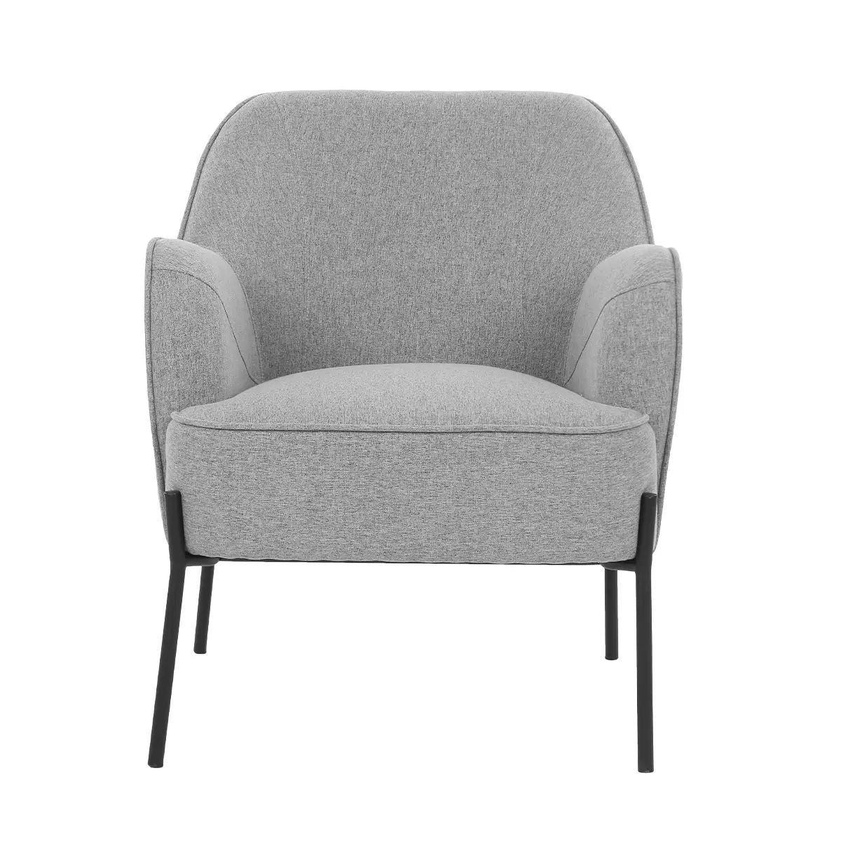Hugo Upholstered Armchair - Light Grey with Steel Legs - SuperSaverAU - view 4