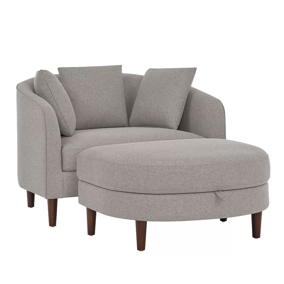 Accent Chair with Storage Ottoman - Ergonomic Barrel Design - SuperSaverAU - view 7