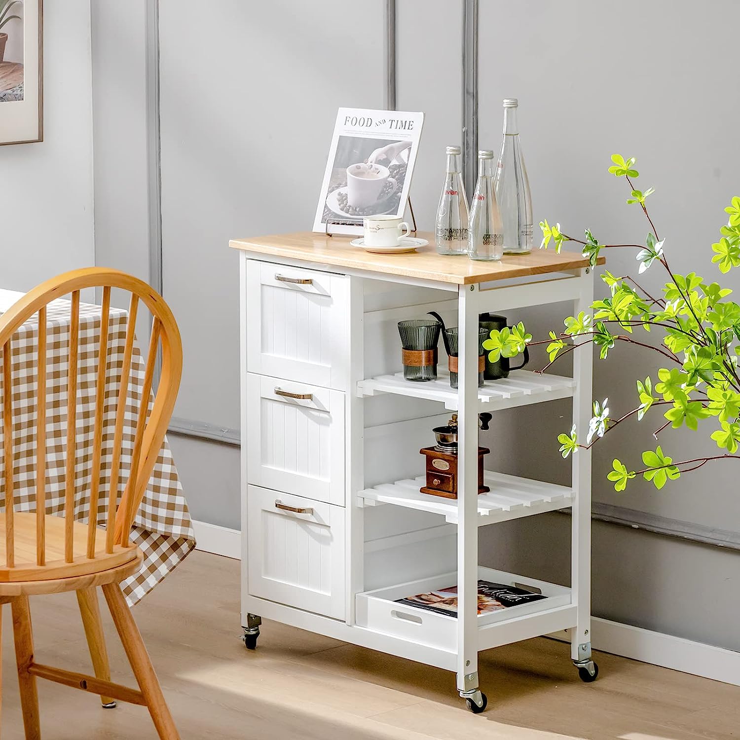 Kitchen Island on Wheels with Ample Storage - Mobile Cart - SuperSaverAU - view 2