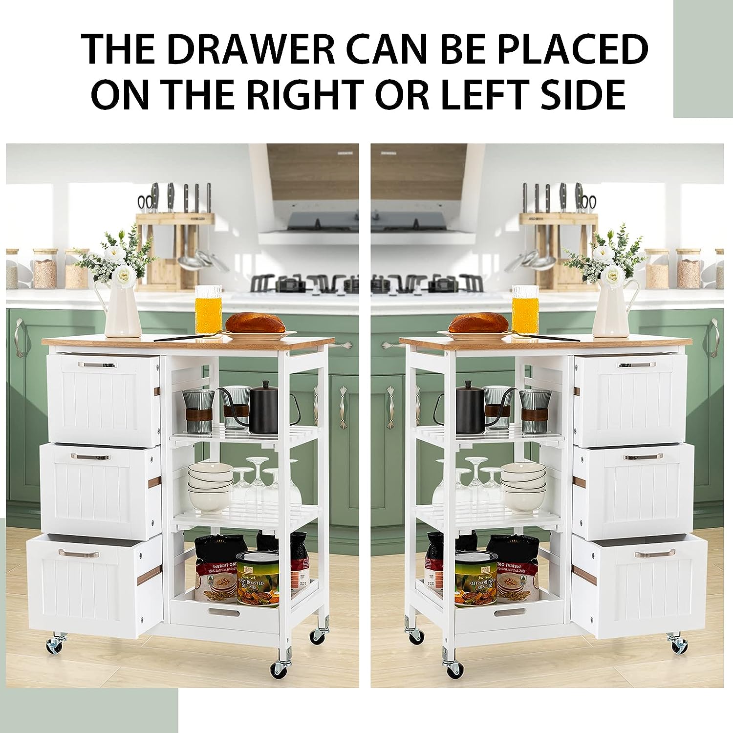 Kitchen Island on Wheels with Ample Storage - Mobile Cart - SuperSaverAU - view 4