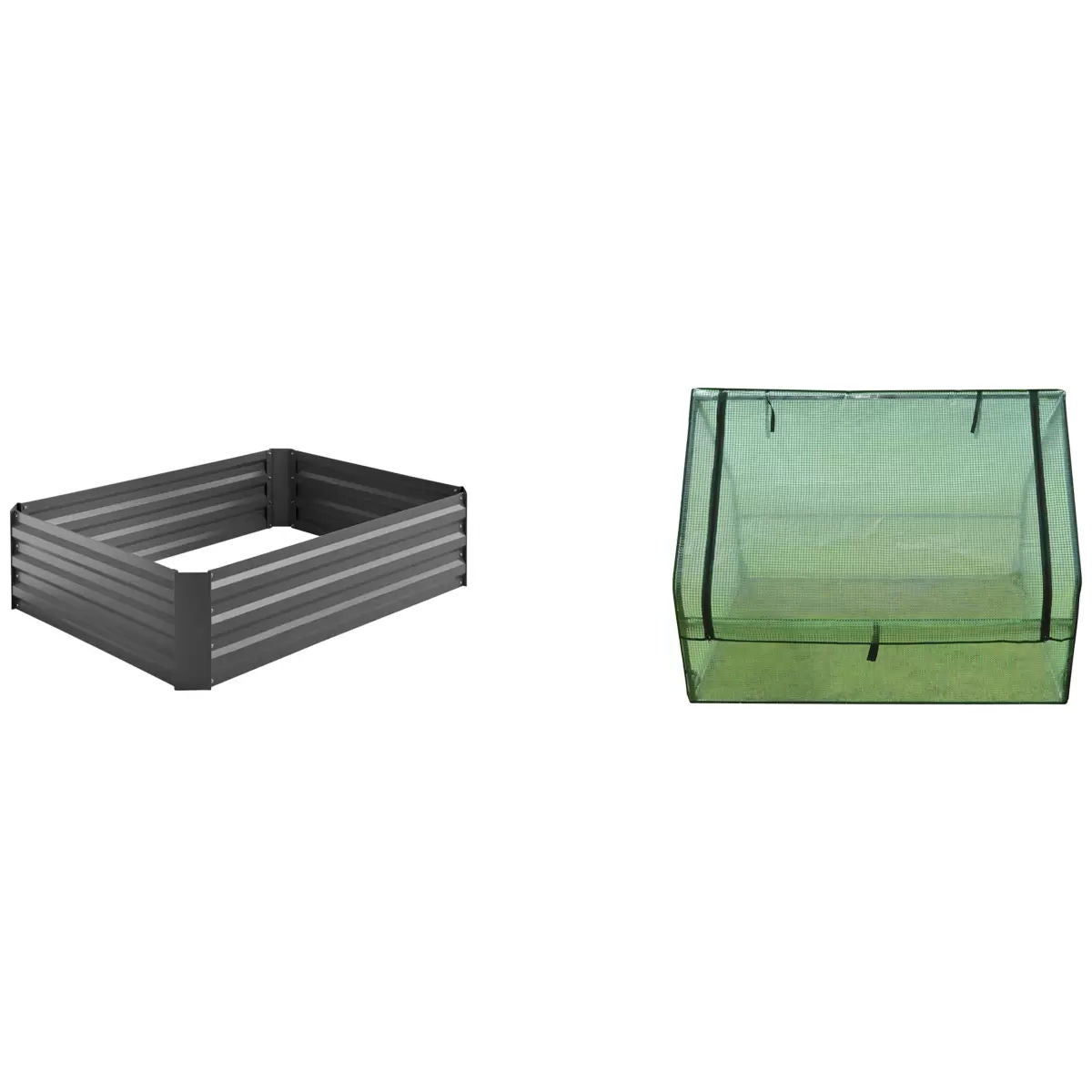 Raised Garden Bed Charcoal 120 x 90 x 30cm with PE Cover & Galvanized Steel - SuperSaverAU - view 1