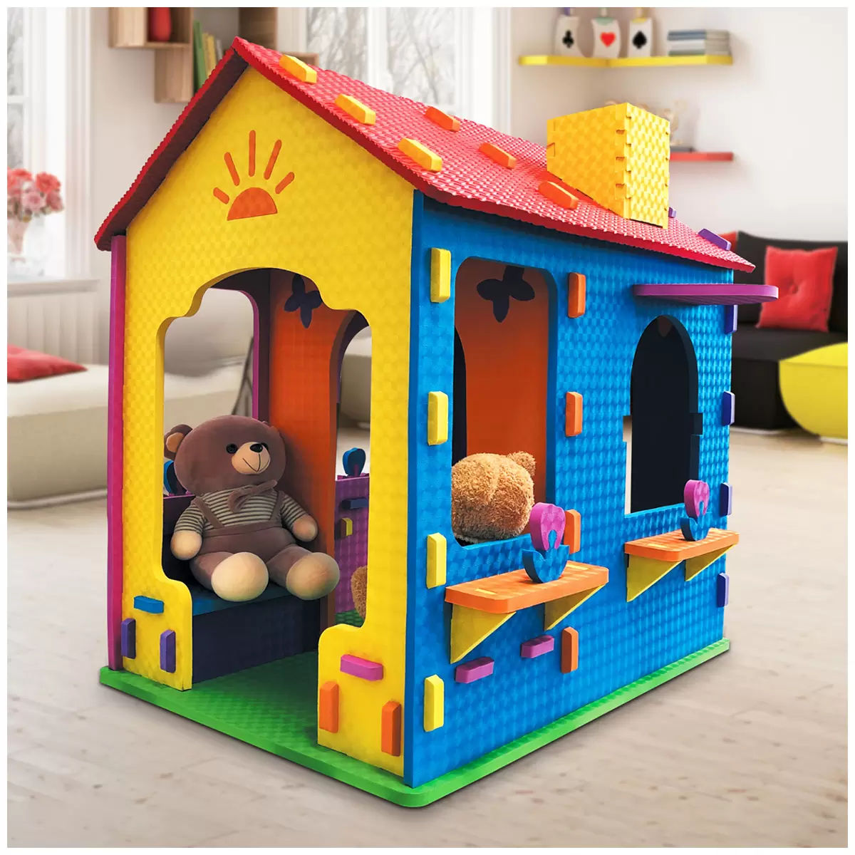 Funhouse EVA Foam Playhouse with Two Rooms for Creative Play - SuperSaverAU - view 1