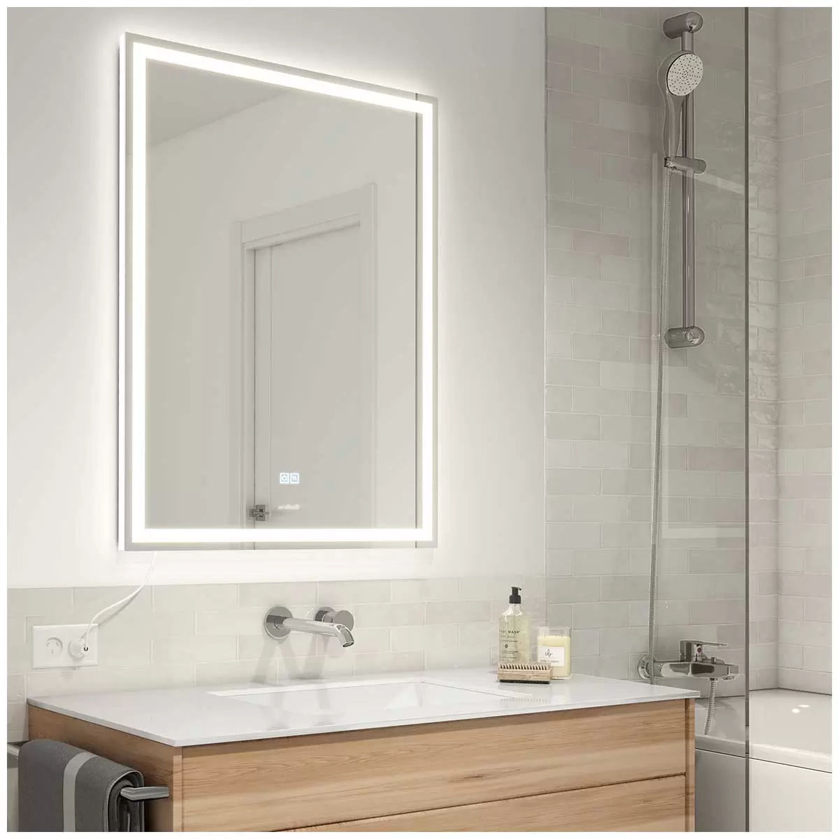 Aurea Integrated LED Plug-In Wall Mirror