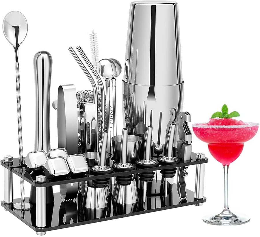 Premium 23 Piece Boston Cocktail Shaker Set Stainless Steel Bar Tools
