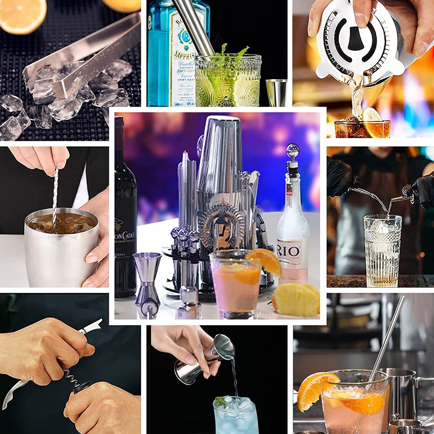 23-Piece Boston Cocktail Shaker Set with Professional Bar Tools