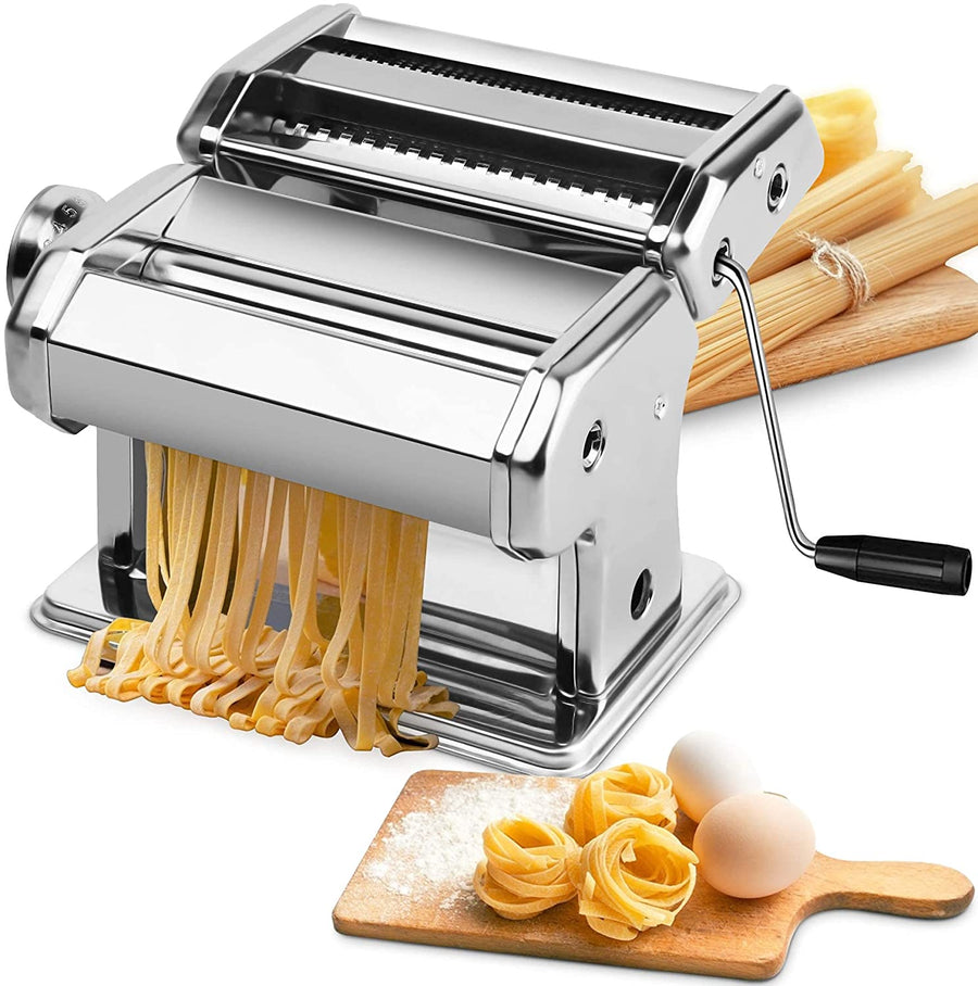 Premium Manual Steel Pasta Maker with 8 Thickness Settings