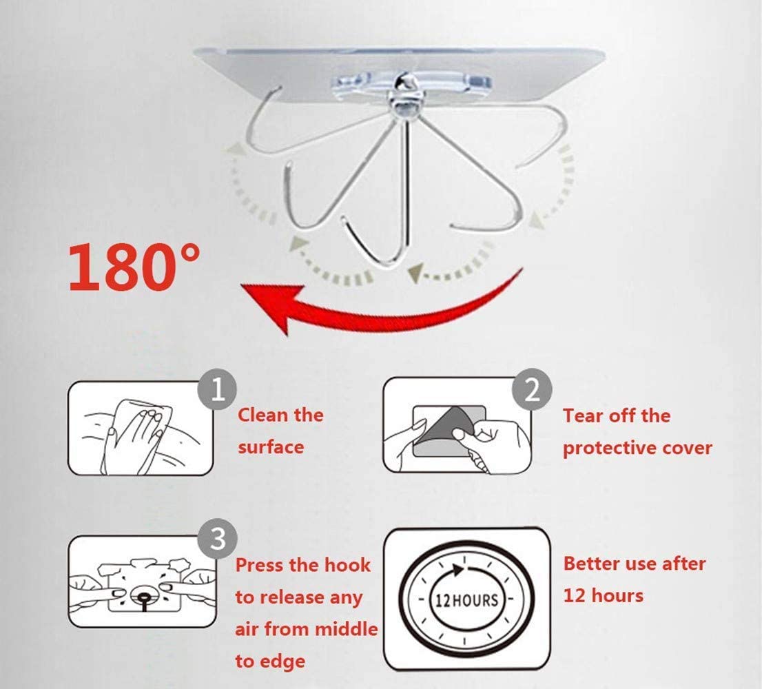 24 Packs Heavy Duty Adhesive Hooks - Reusable Kitchen Wall Hooks, Transparent Design - SuperSaverAU - view 1