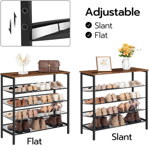 5-Tier Shoe Rack, Industrial Shoe Organizer Storage Bench - SuperSaverAU - view 2