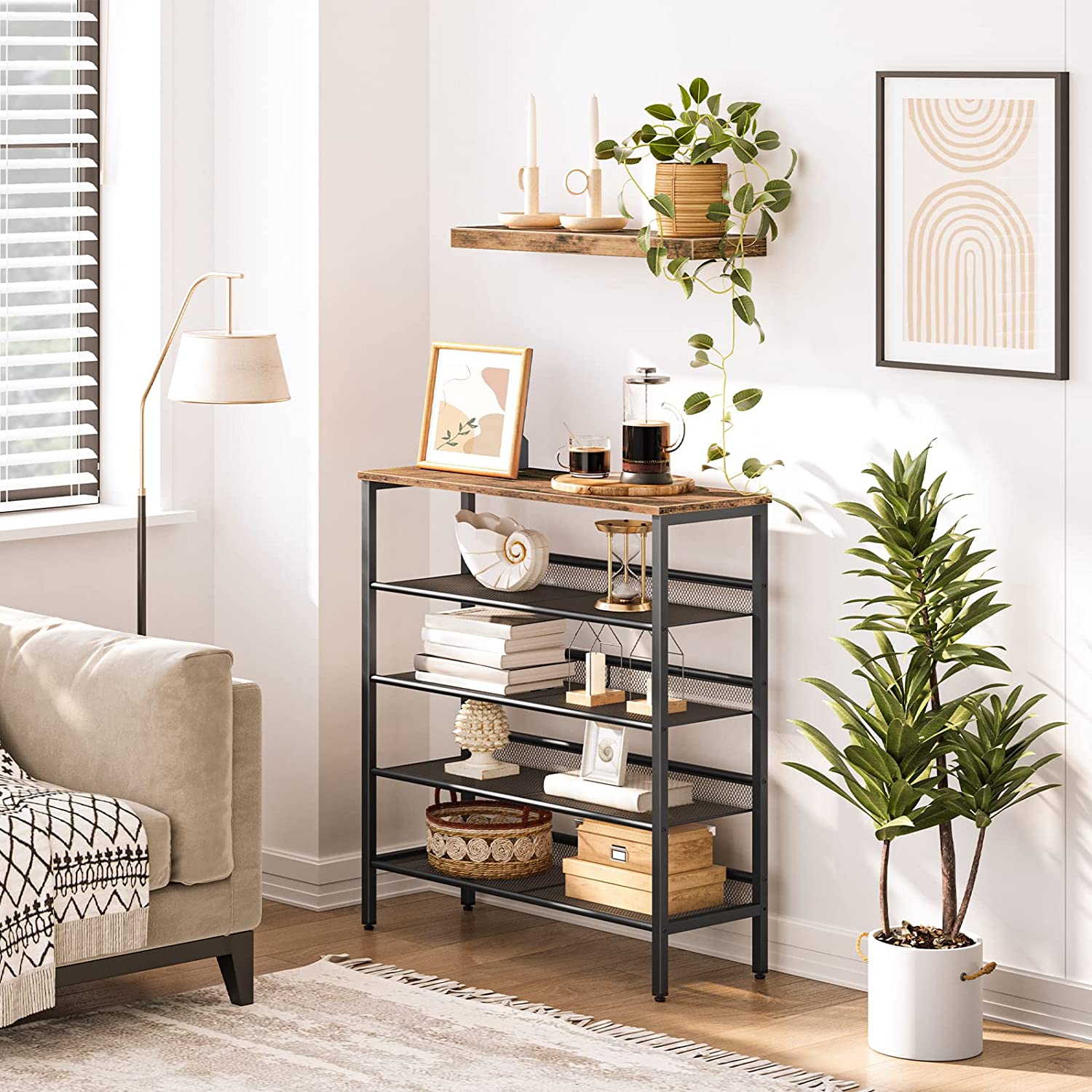 5-Tier Shoe Rack, Industrial Shoe Organizer Storage Bench - SuperSaverAU - view 8