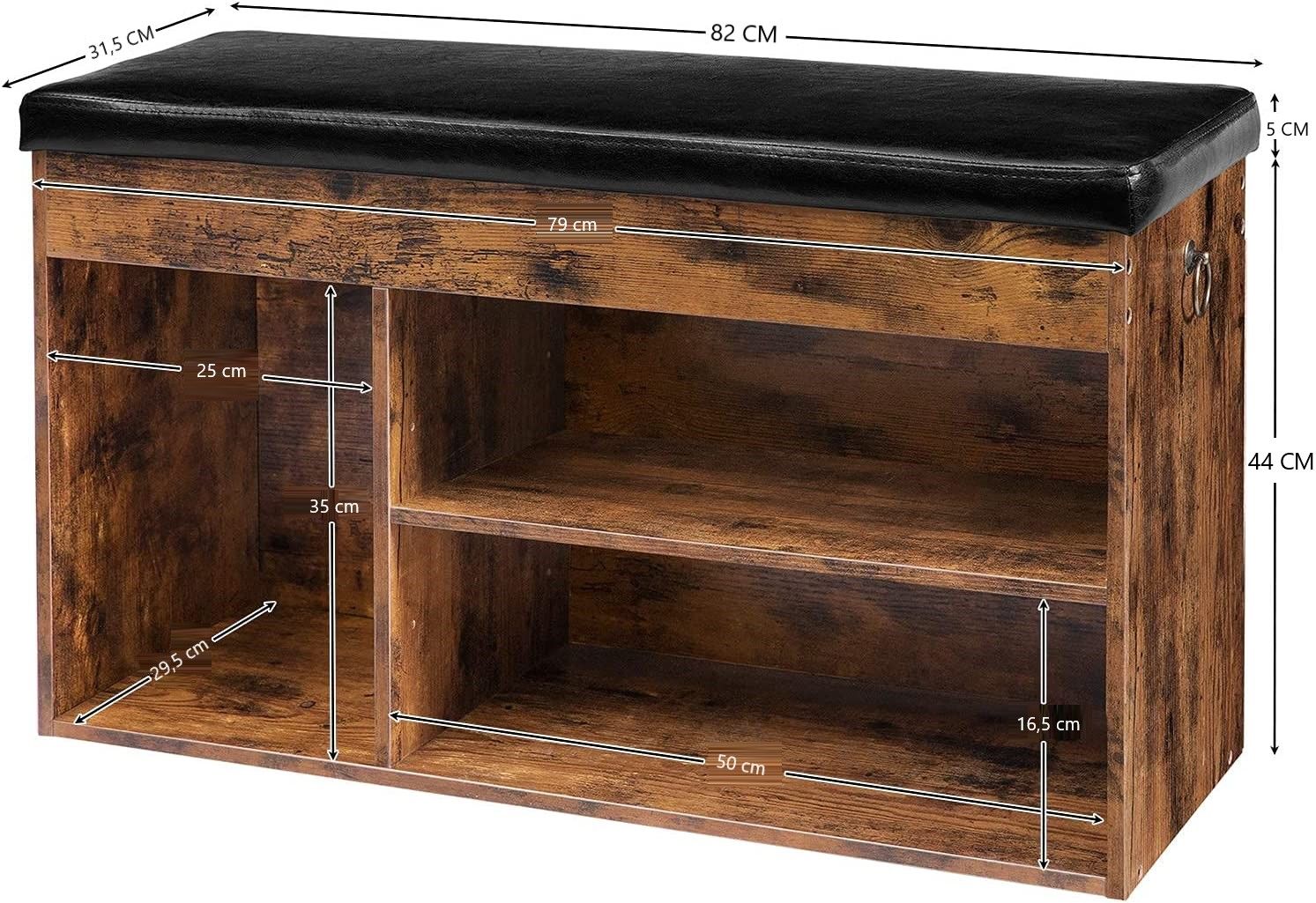 Shoe Storage Bench 60cm L with Padded Cushion, Adjustable Shelf & Concealed Storage - SuperSaverAU - view 4