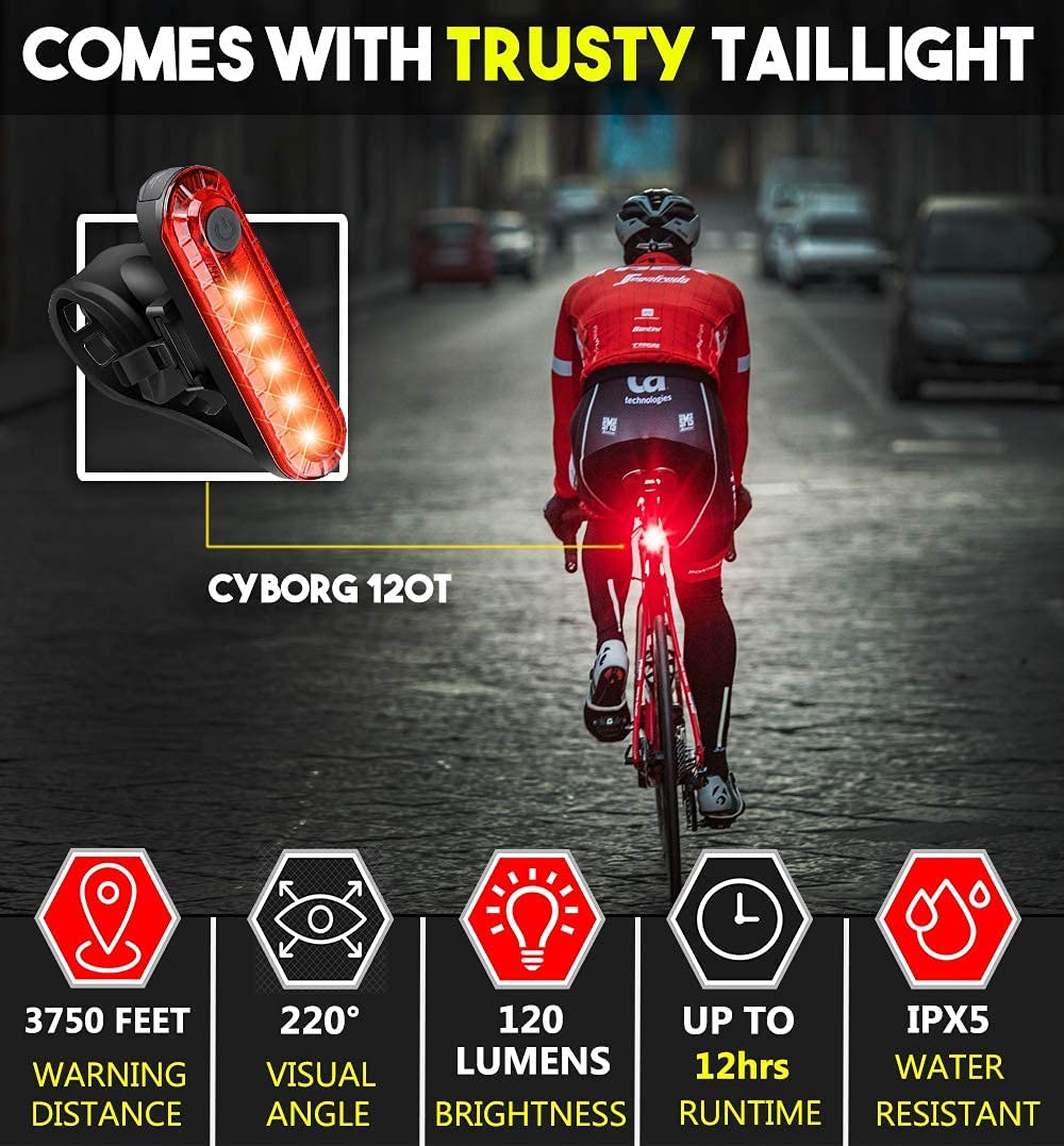 Premium USB Rechargeable LED Bike Lights Set with IPX4 Waterproof Rating