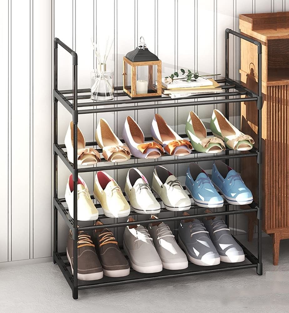4-Tier Stainless Steel Shoe Rack - Holds 15 Pairs