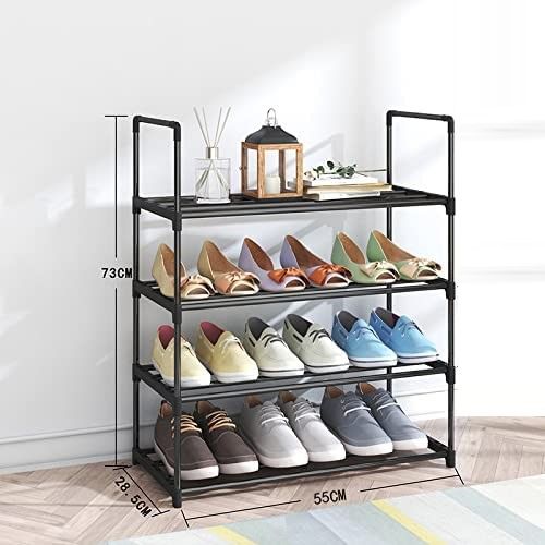 4-Tier Stainless Steel Shoe Rack - Holds 15 Pairs