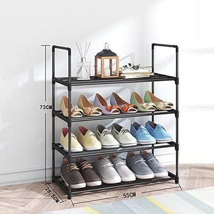 4-Tier Stainless Steel Shoe Rack - Holds 15 Pairs