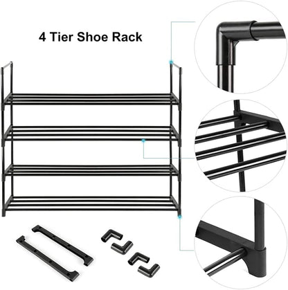 4-Tier Stainless Steel Shoe Rack - Holds 15 Pairs