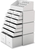 Premium White Makeup Cosmetic Organiser with 12 Drawers and 16 Top Compartments
