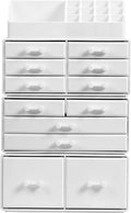 Premium White Makeup Cosmetic Organiser with 12 Drawers and 16 Top Compartments