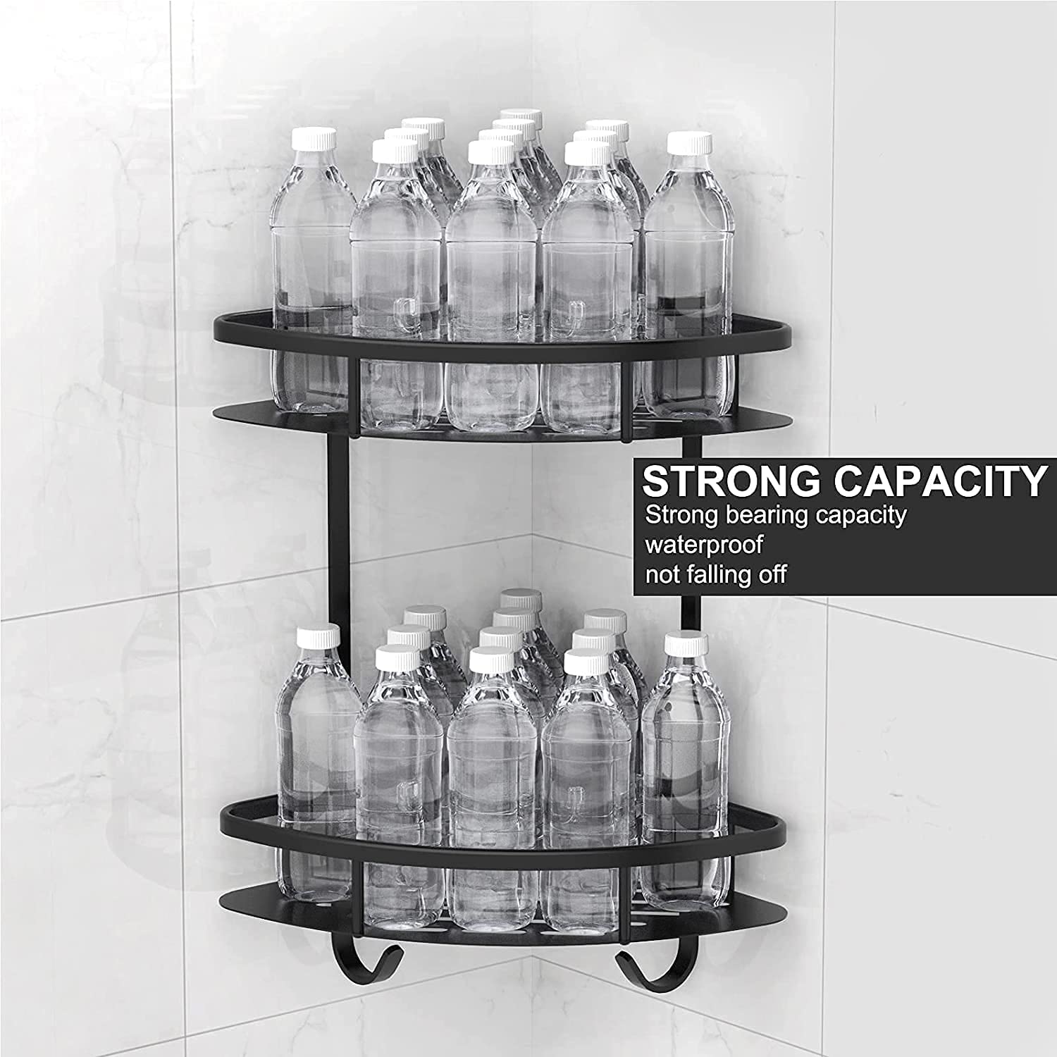 2 Pack Aluminum Adhesive Shower Caddy Corner Shelf, 29x17x35.5 cm, Rustproof, No Drilling - SuperSaverAU - view 1