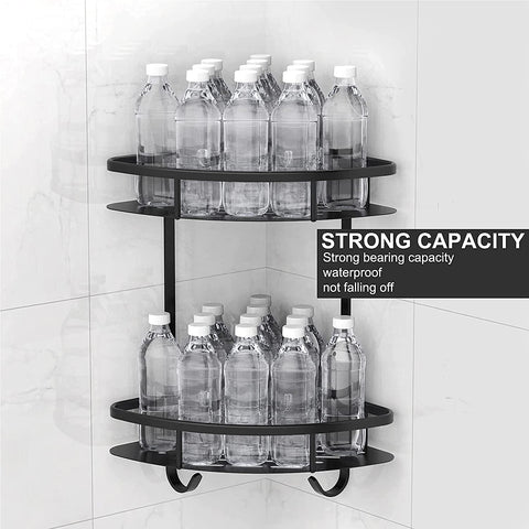 2 Pack Aluminum Adhesive Shower Caddy Corner Shelf, 29x17x35.5 cm, Rustproof, No Drilling - SuperSaverAU - view 1