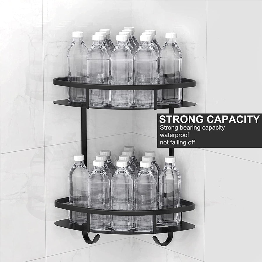 2 Pack Aluminum Adhesive Shower Caddy Corner Shelf, 29x17x35.5 cm, Rustproof, No Drilling - SuperSaverAU - view 1