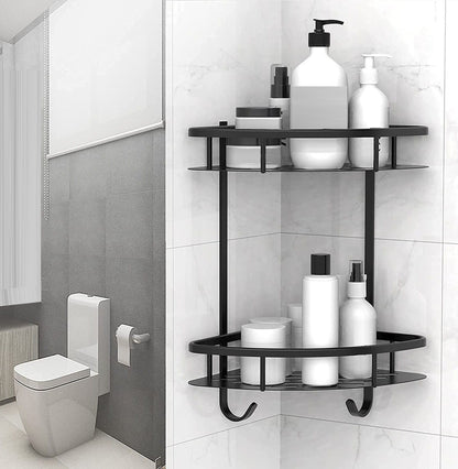 2 Pack Aluminum Adhesive Shower Caddy Corner Shelf, 29x17x35.5 cm, Rustproof, No Drilling
