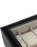 Black PU Leather Watch Organizer Display Storage Box for Men & Women, 12 Slots, Glass Lid, Velvet Lining, 33 x 20 x 8.5 cm - SuperSaverAU - view 4