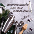 Premium 12 Piece Stainless Steel Cocktail Shaker Bartender Kit with Bamboo Stand
