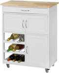 Scandinavian Kitchen Trolley with Wine Racks and Portable Workbench - SuperSaverAU - view 1