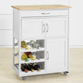 Scandinavian Kitchen Trolley with Wine Racks and Portable Workbench - SuperSaverAU - view 2