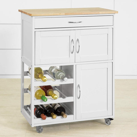 Scandinavian Kitchen Trolley with Wine Racks and Portable Workbench - SuperSaverAU - view 2