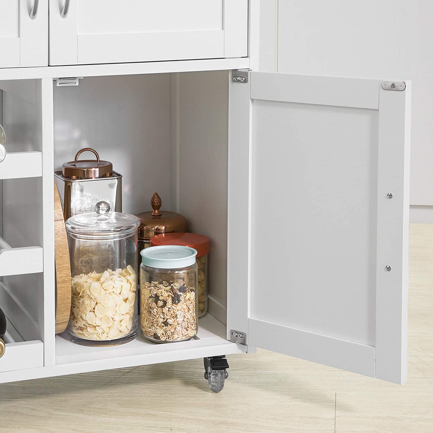 Scandinavian Kitchen Trolley with Wine Racks and Portable Workbench - SuperSaverAU - view 7