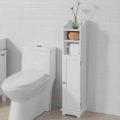 Freestanding Toilet Paper Holder with Storage and Brush Holder