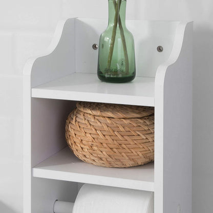 Freestanding Toilet Paper Holder with Storage and Brush Holder