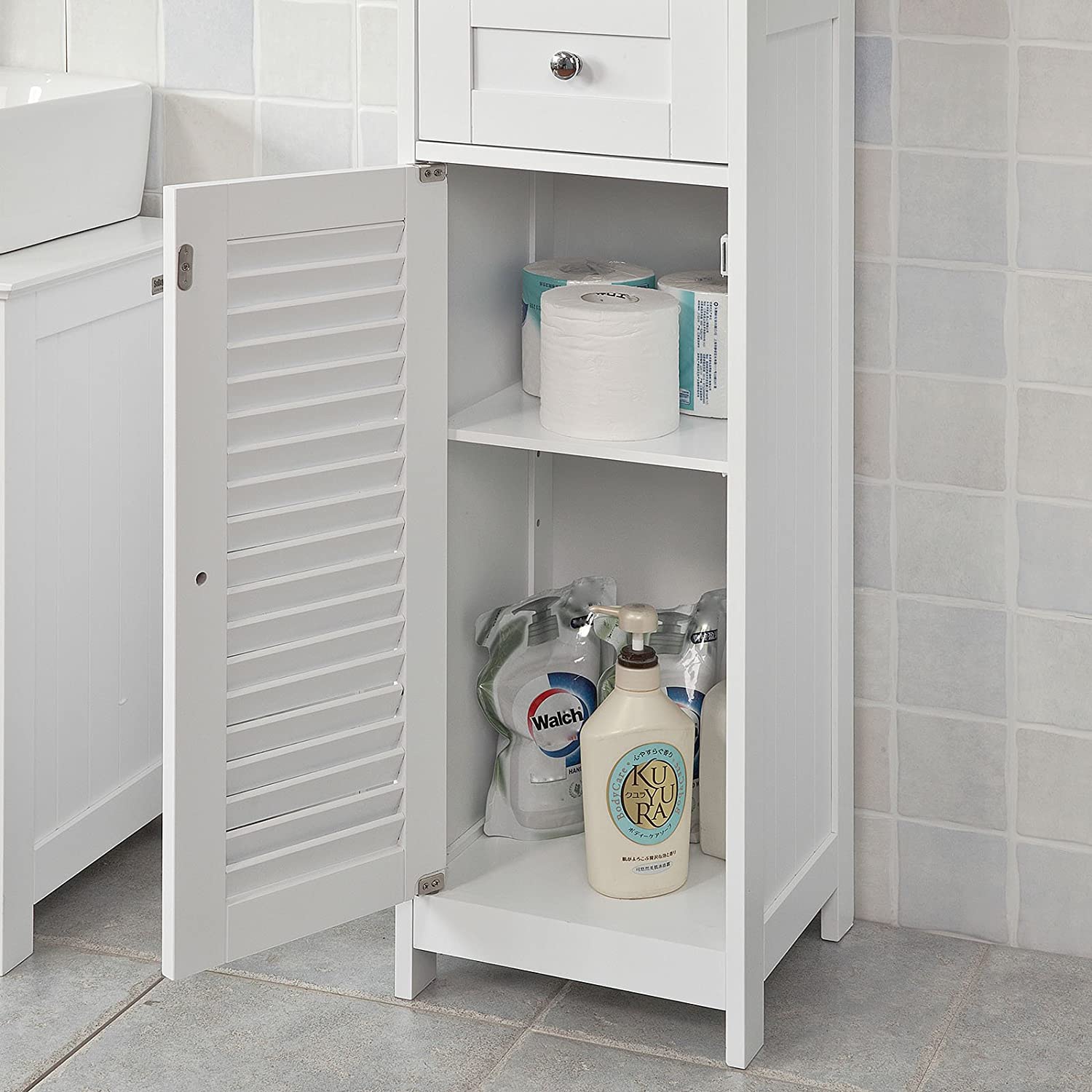 Freestanding Bathroom Cabinet with Adjustable Shelves and Drawer - SuperSaverAU - view 5