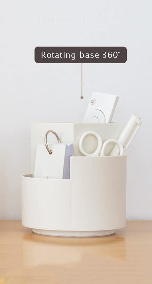 360° Rotating Multi-Functional Pen Holder, 3 Layers, 12x12x12 cm, Grey