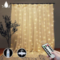 300 LEDs Window Curtain Fairy Lights with Remote Control, 8 Modes, 300 x 300cm - SuperSaverAU - view 1