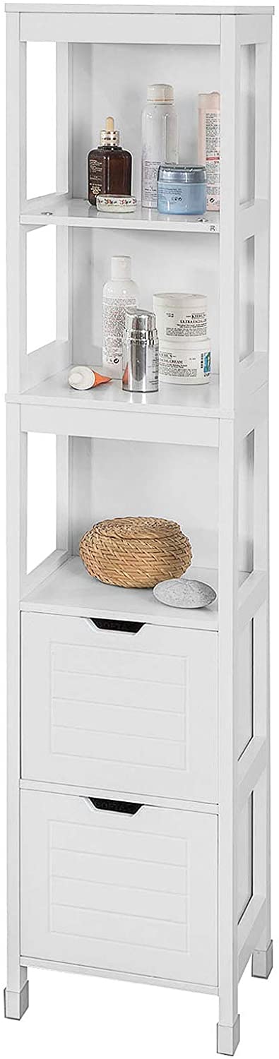 Freestanding Tall Cabinet 30 x 30 x 144 cm with 4 Shelves & 2 Drawers - SuperSaverAU - view 1