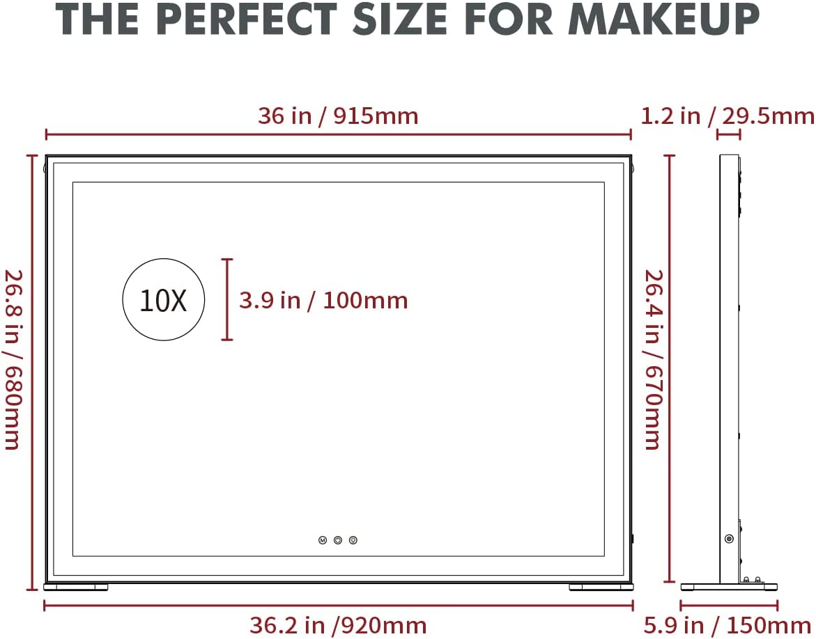 Premium Large Hollywood Makeup Mirror 92x68cm Smart Touch LED Vanity Mirror