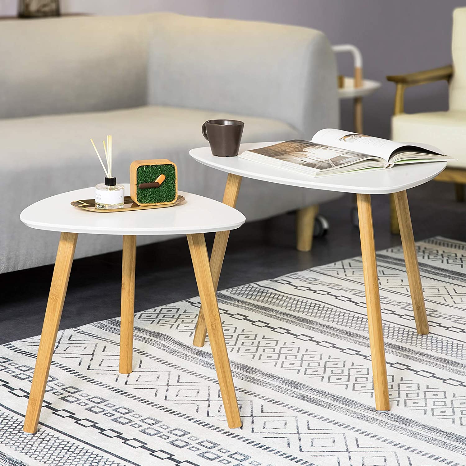 Set of 2 White Side Nesting Tables - SuperSaverAU - view 3