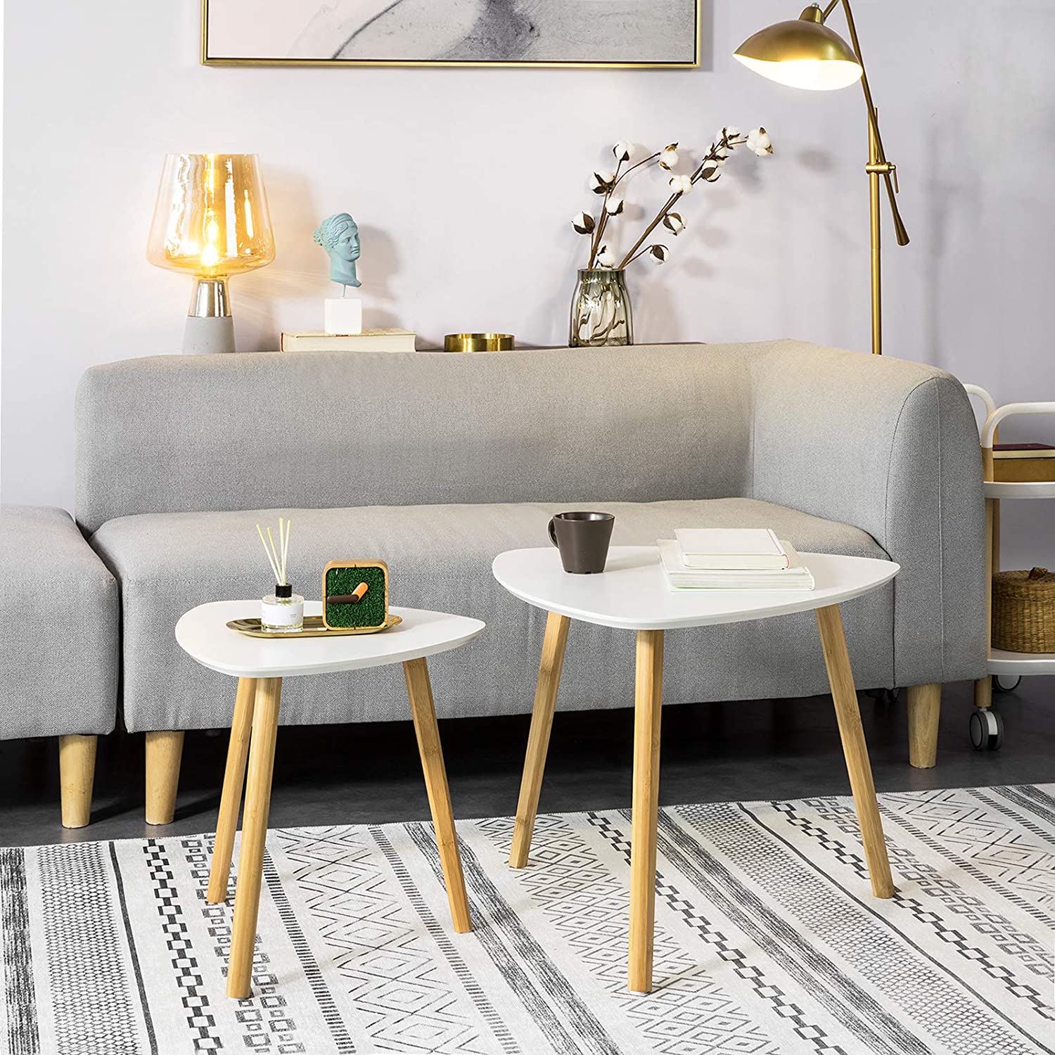 Set of 2 White Side Nesting Tables - SuperSaverAU - view 4