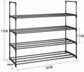 Premium Black 4 Tier Stainless Steel Shoe Rack Holds 16 to 20 Pairs 80cm