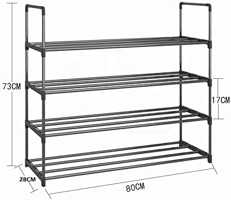 Premium Black 4 Tier Stainless Steel Shoe Rack Holds 16 to 20 Pairs 80cm