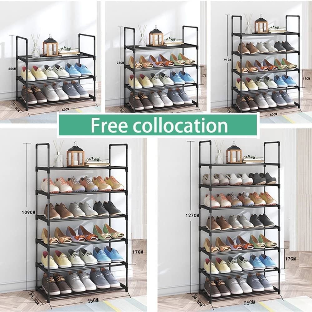 Premium Black 4 Tier Stainless Steel Shoe Rack Holds 16 to 20 Pairs 80cm