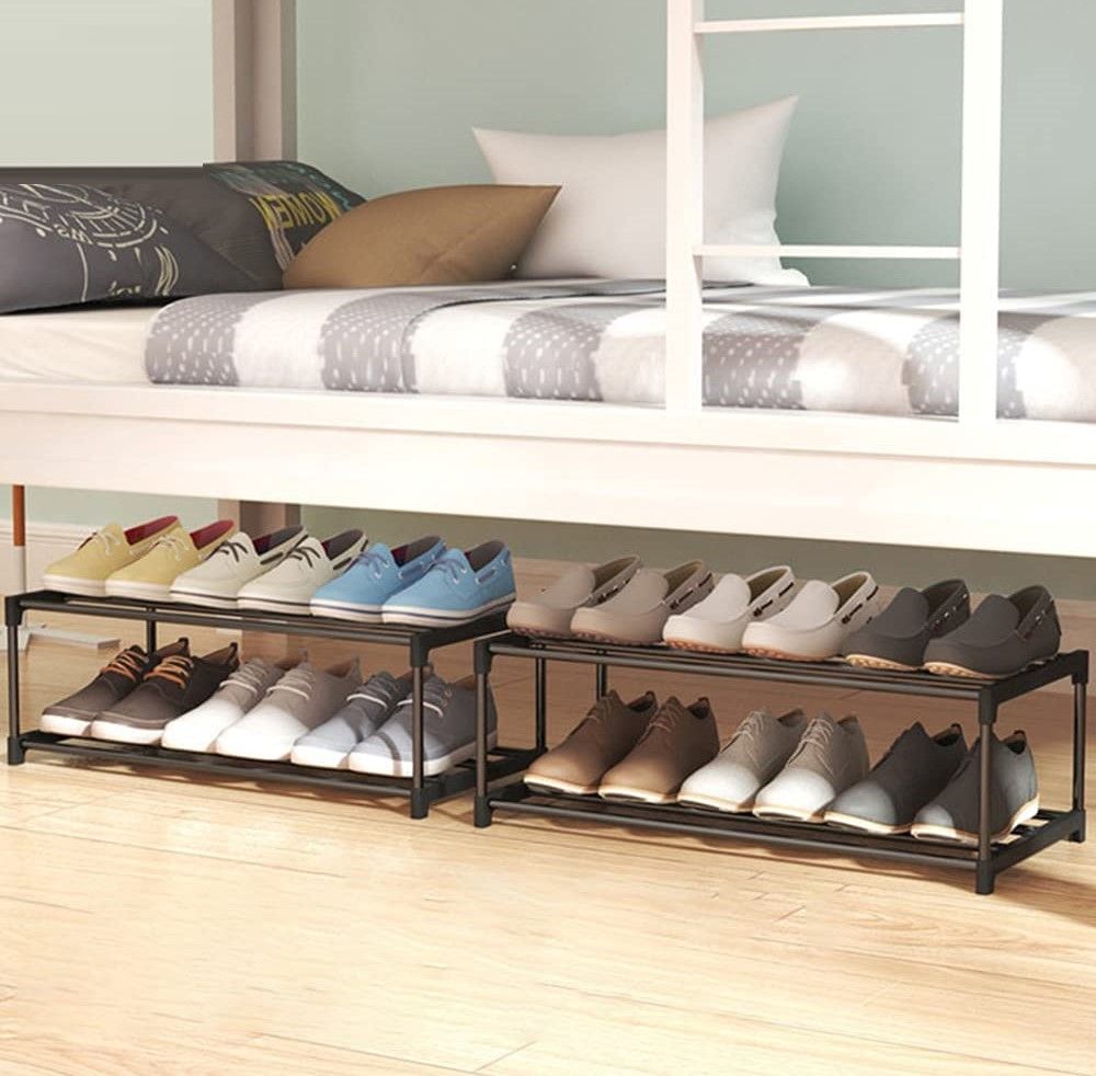 Premium Black 4 Tier Stainless Steel Shoe Rack Holds 16 to 20 Pairs 80cm