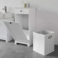 White Bathroom Cabinet with Laundry Basket and Drawer, 40 x 38 x 90 cm - SuperSaverAU - view 2