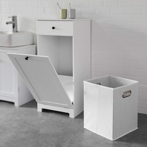 White Bathroom Cabinet with Laundry Basket and Drawer, 40 x 38 x 90 cm - SuperSaverAU - view 2